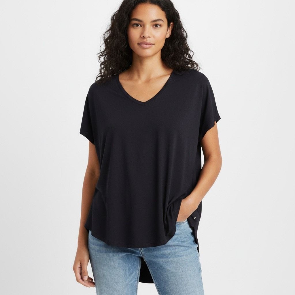 American Eagle Women’s Black Short Sleeve Soft & Sexy V-Neck Tee Large / Xl